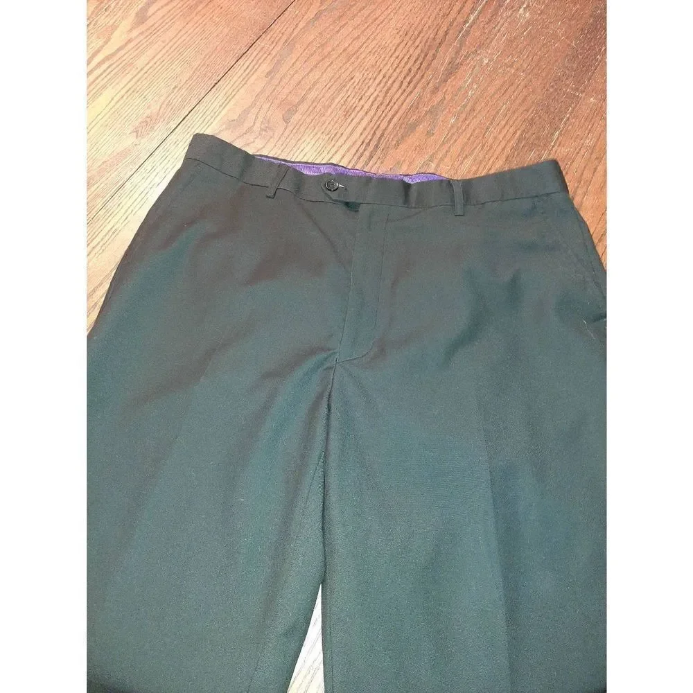 38x27 Vinci Black Flat Front Pleated Leg High-Waist Pants Handled by Waterproof